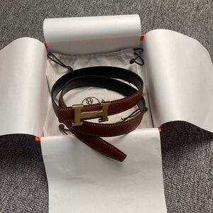 Hermes Brown Belt with Gold Buckle Size 85cm💎